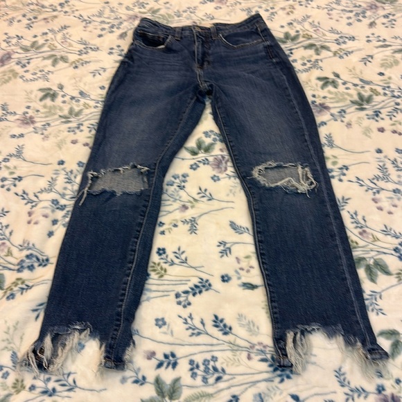 L’AGENCE Distressed Hi Line Rise Light Blue Women's Skinny Jeans Size 25